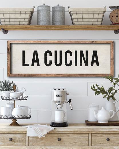 La Cucina Italian Kitchen Sign, Handmade Farmhouse Sign - Transit Design