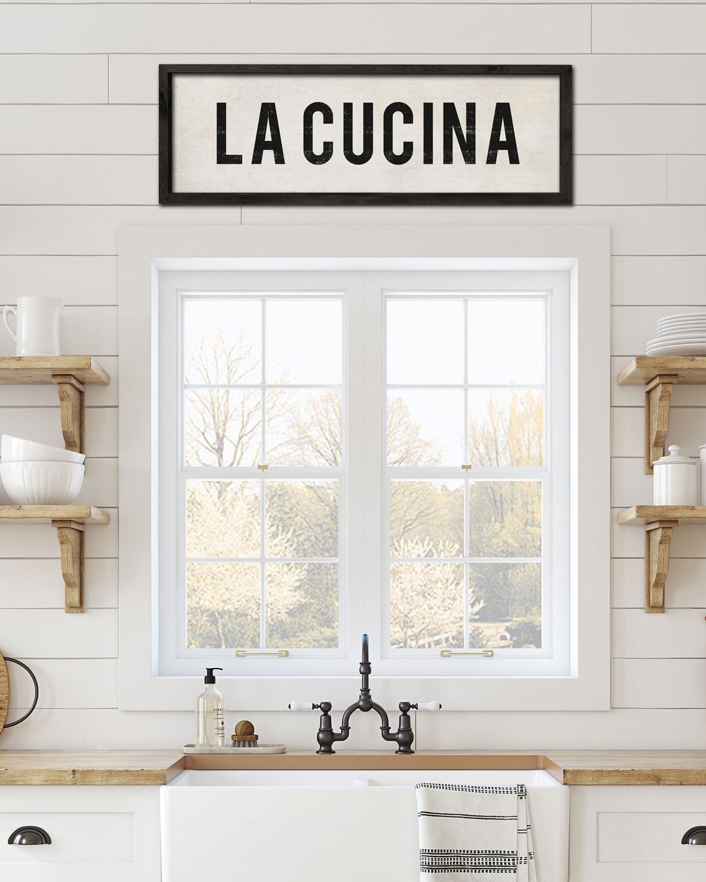 Hand-Painted La Cucina Italian Kitchen Sign, Farmhouse Wall Art - Transit Design