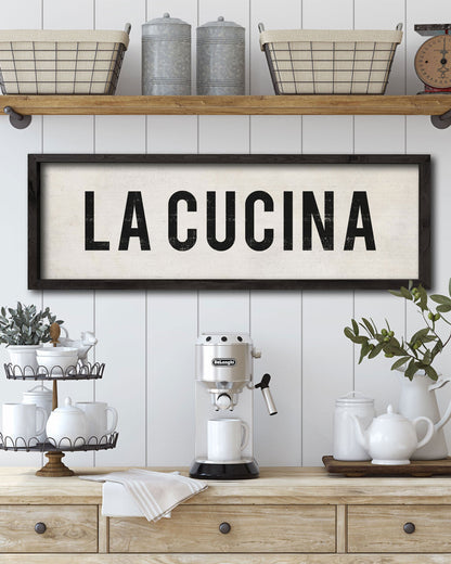 Wood La Cucina Italian Kitchen Sign, Farmhouse Wall Art - Transit Design