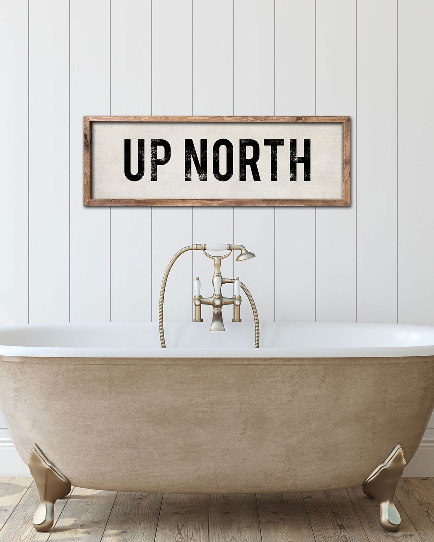 Wood Up North Farmhouse Sign, decorative wall art - Transit Design