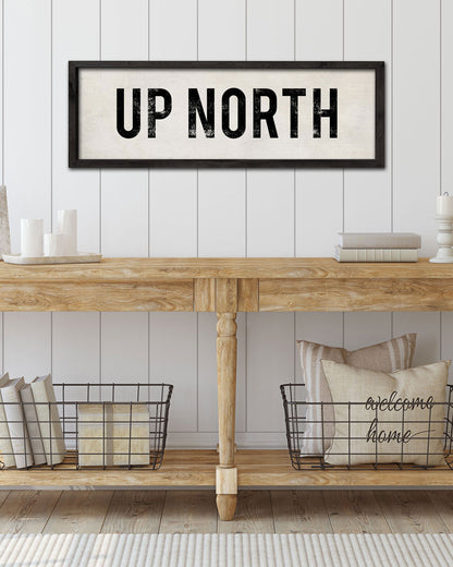 Handmade Up North Wood Sign, hand-painted farmhouse decor - Transit Design