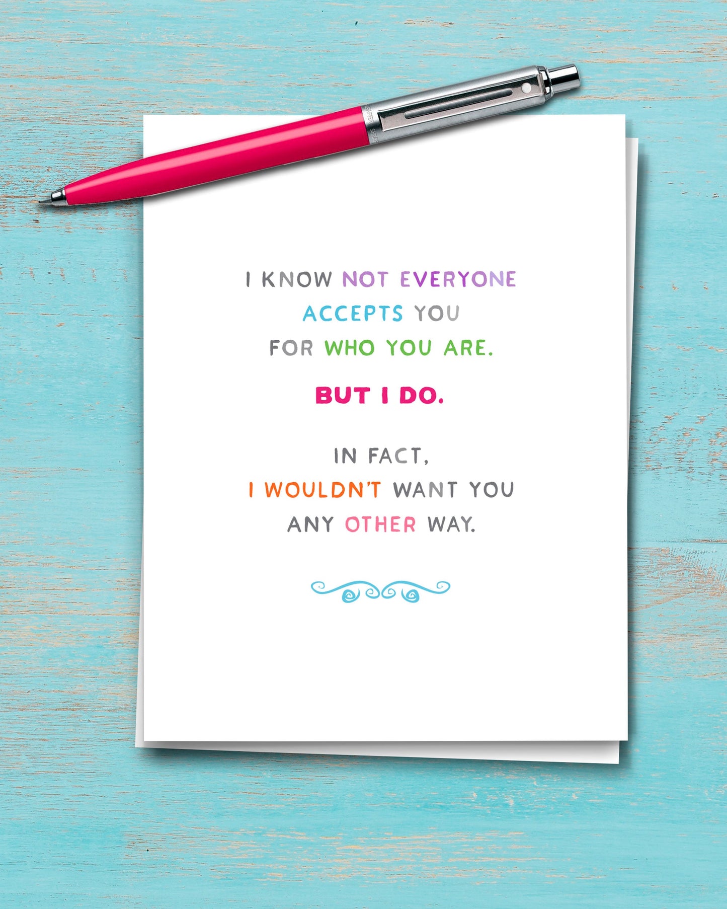 I Accept You Encouragement Card with red pen from Transit Design - Smirkantile