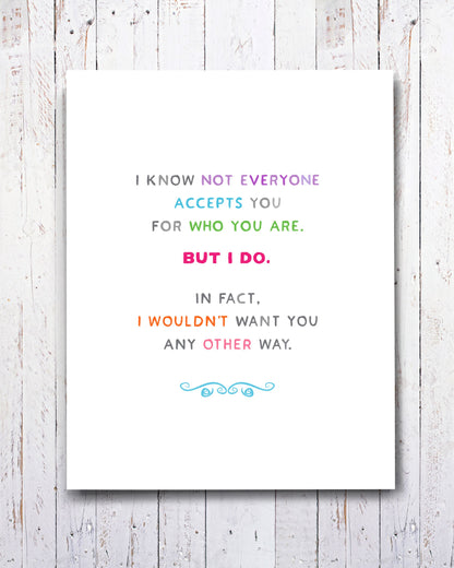 I Accept You Encouragement Card, Coming Out Card, LGBTQ Card - Transit Design - Smirkantile