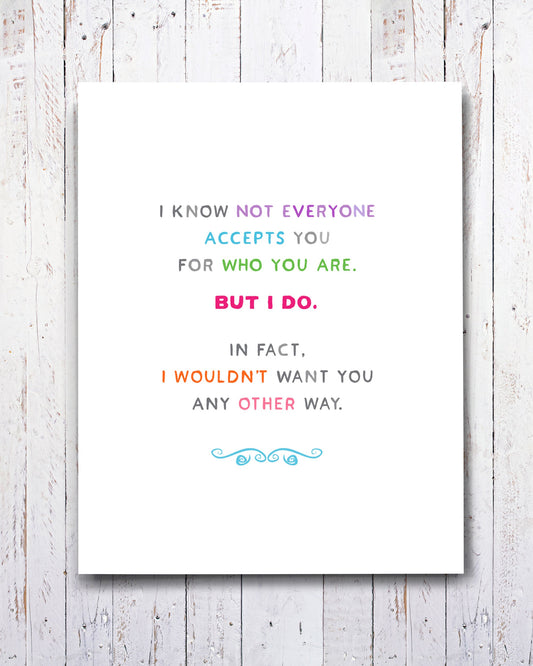 I Accept You Encouragement Card, Coming Out Card, LGBTQ Card - Transit Design - Smirkantile