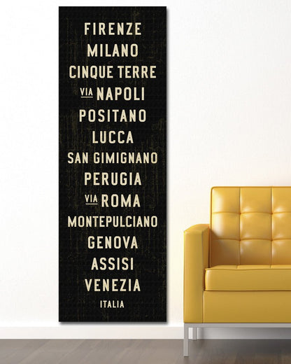 Italy Subway Sign Art on canvas, 20x60 - Transit Design