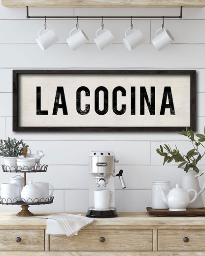 La Cocina Spanish Kitchen Sign, handmade wood farmhouse sign - Transit Design