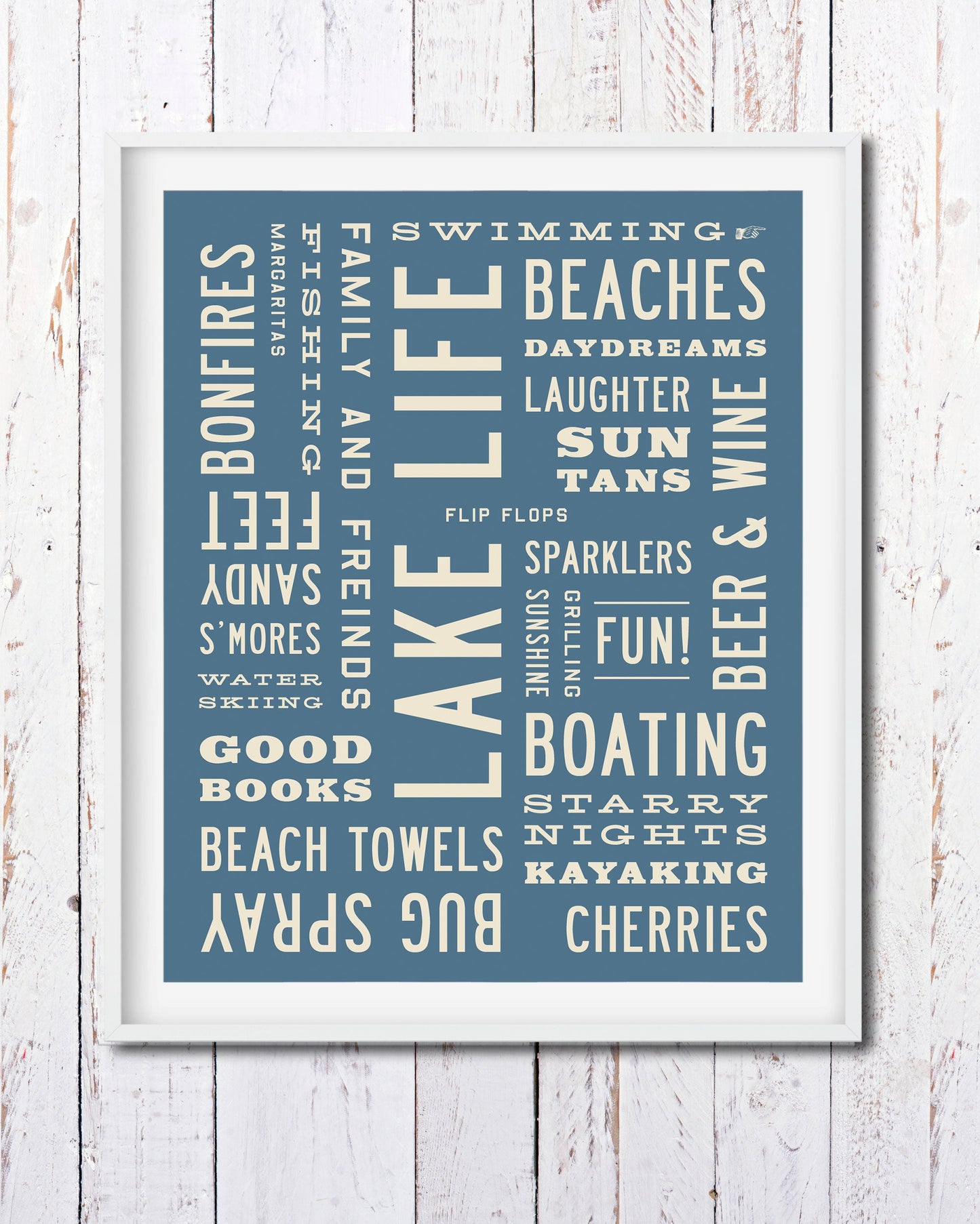 Lake Life Word Art Print, typography poster - Transit Design