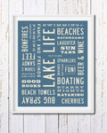 Lake Life Word Art Print, typography poster