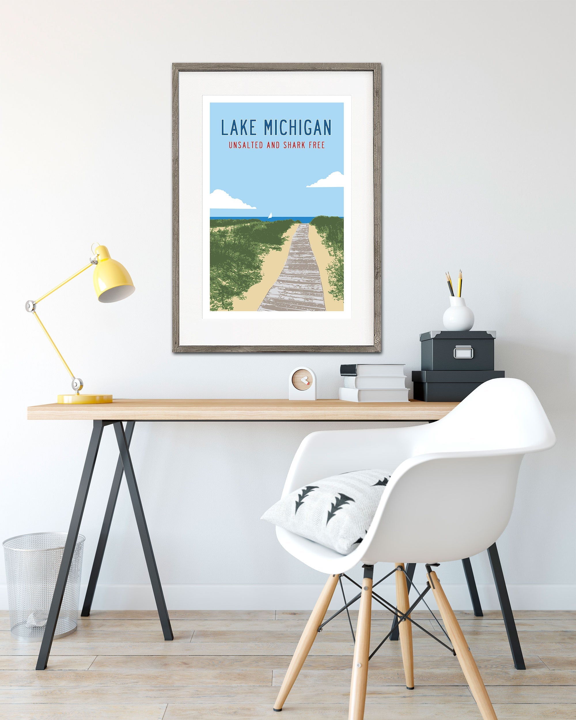 Lake Michigan Poster - Unsalted Shark Free - Transit Design - Transit Design