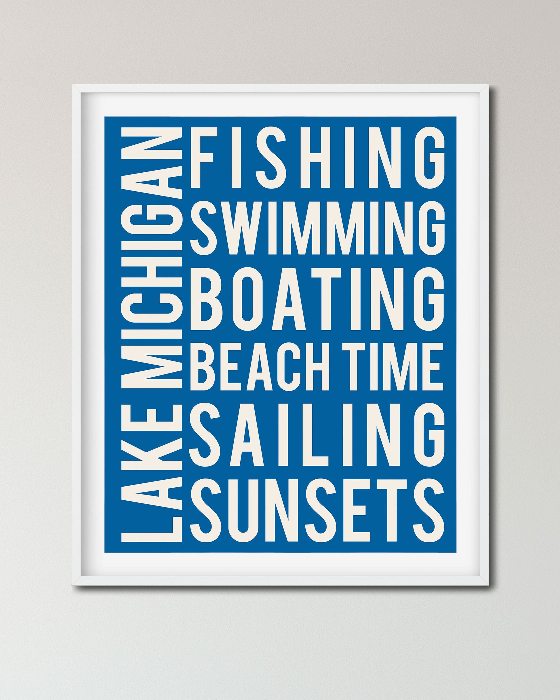 Lake Michigan Word Art Print in blue - Transit Design