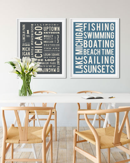 Lake Michigan Word Art Print - Transit Design - Transit Design
