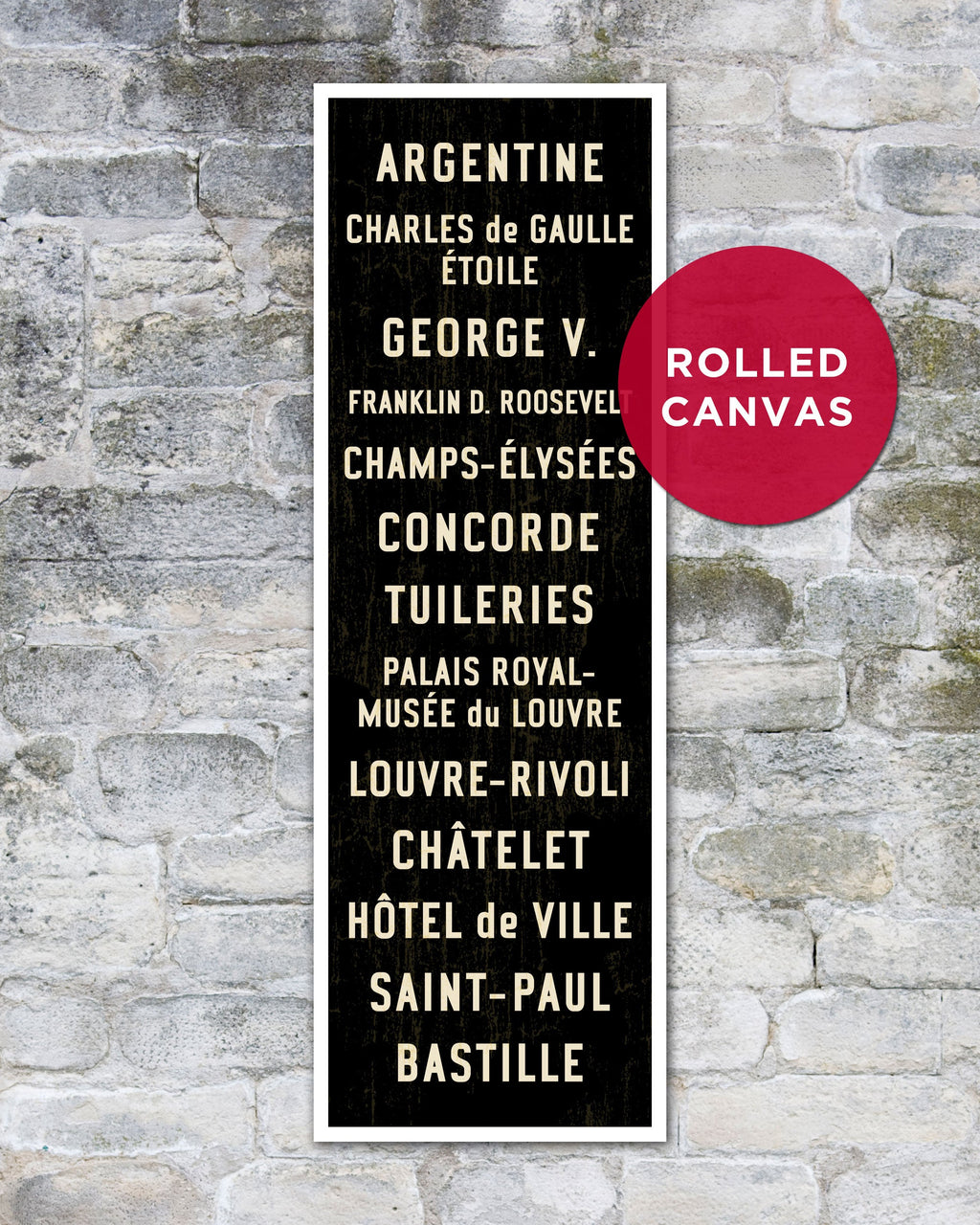 Paris Subway Sign Art on rolled canvas
