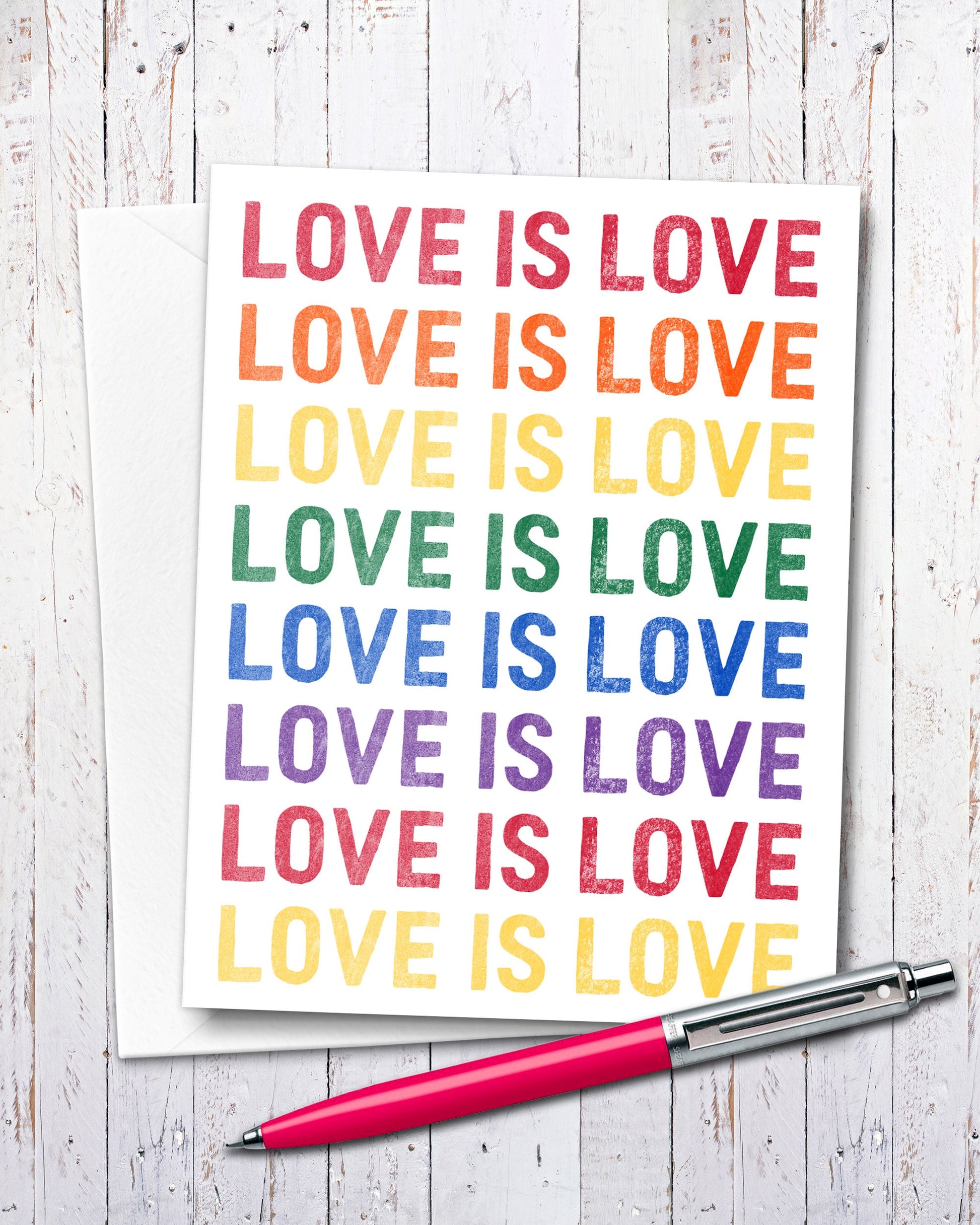 Love is Love Rainbow Notecard - Transit Design - Smirkantile