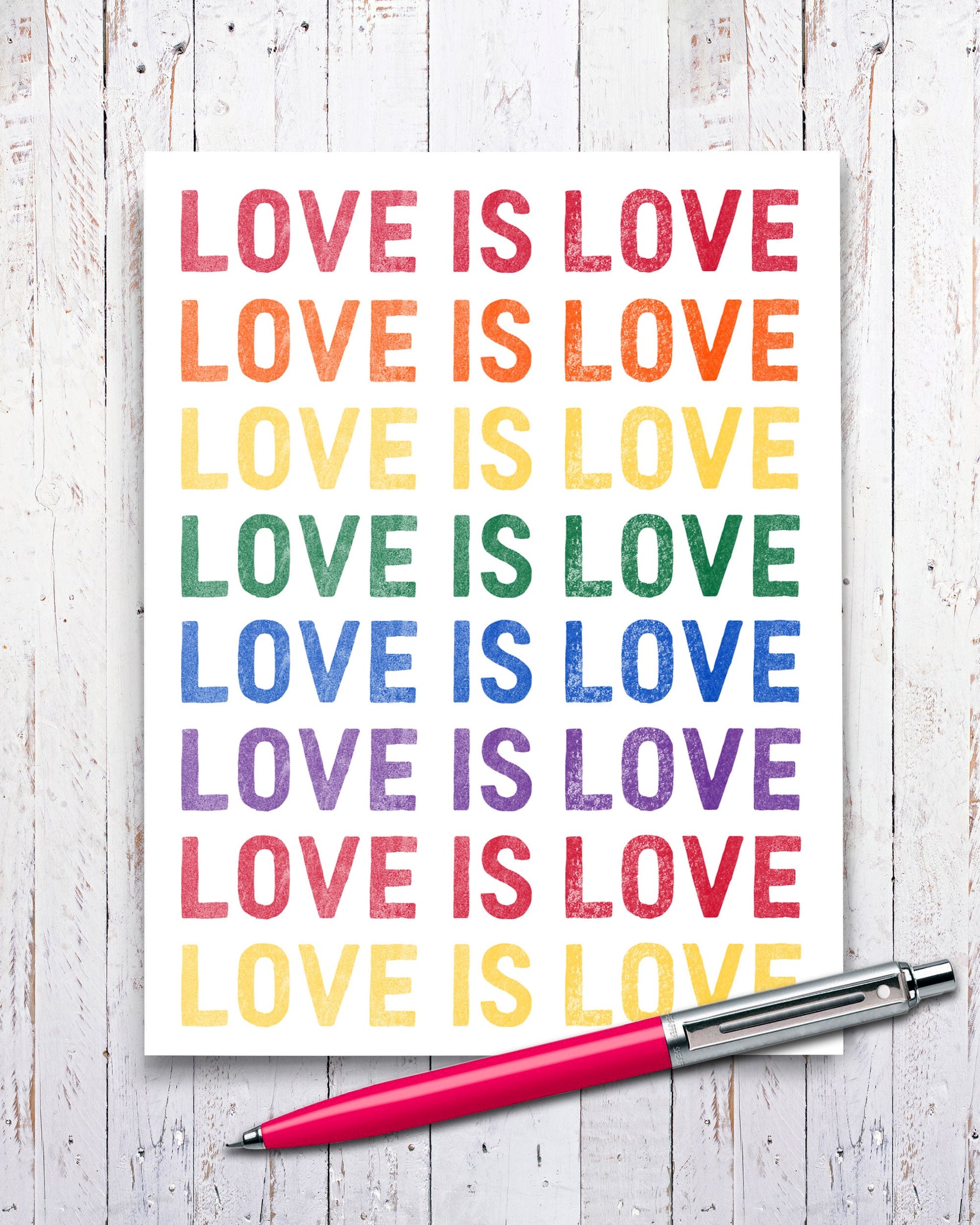 Love is Love, LGBTQ Rainbow Notecard. (LG701) - Transit Design - Smirkantile