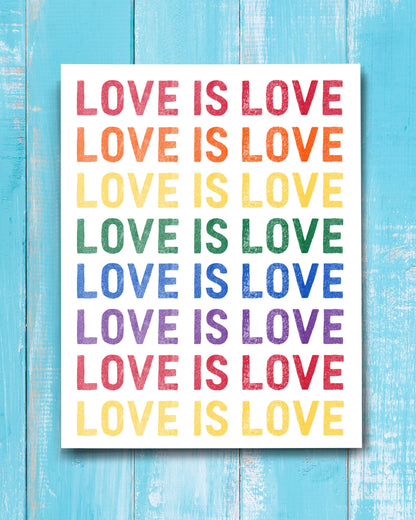 Love is Love, LGBTQ Rainbow Notecard - Transit Design - Smirkantile