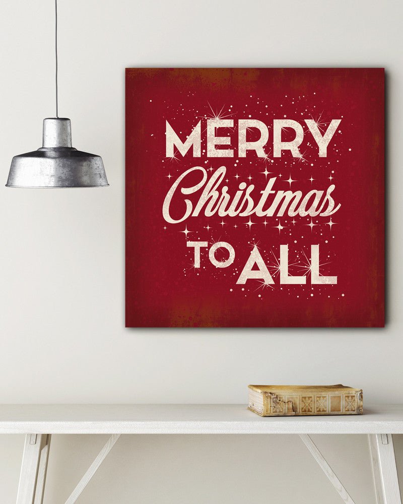Merry Christmas To All Red Holiday Sign, retro Christmas decor - Transit Design