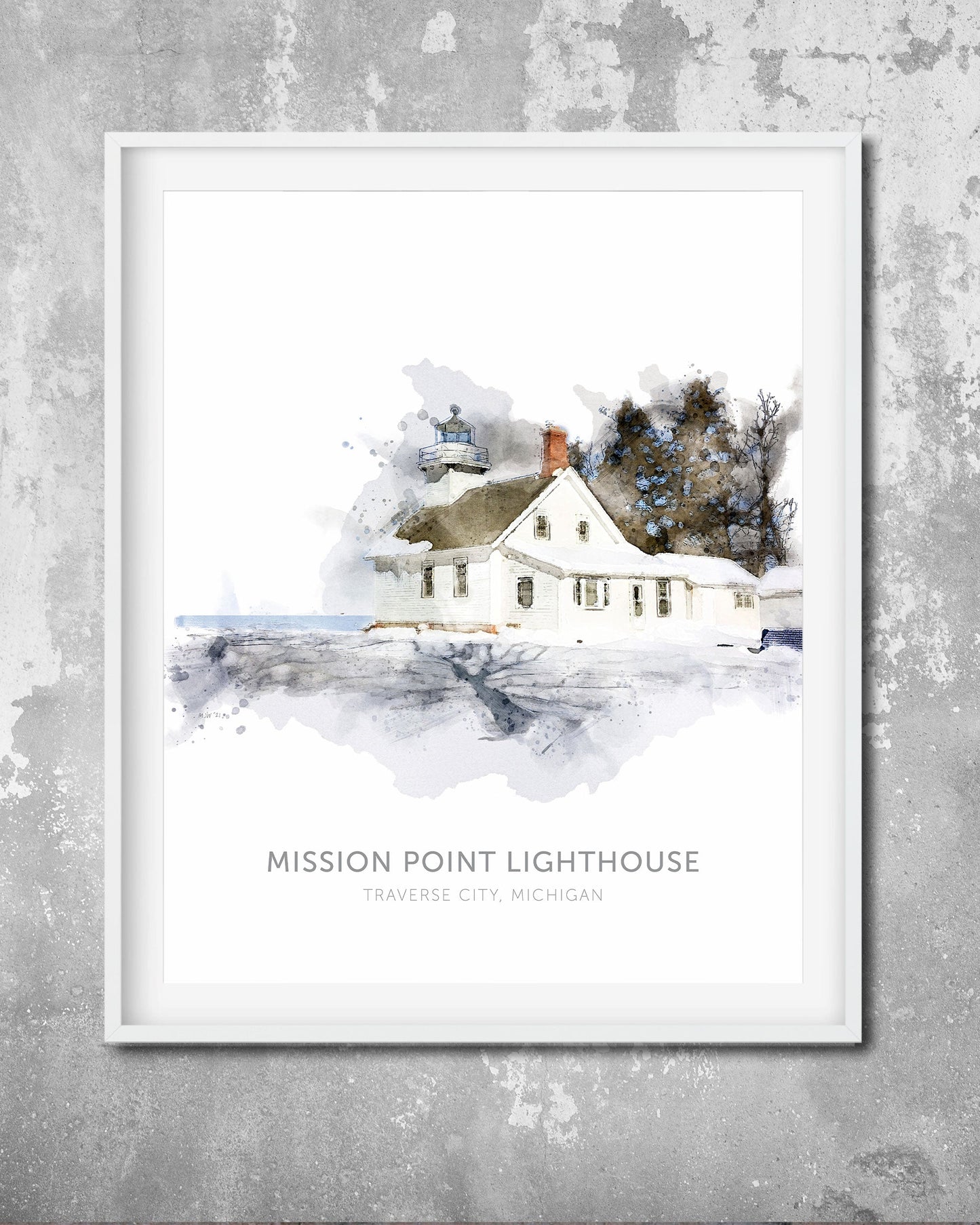 Mission Point Lighthouse Print, Michigan Lighthouse Art - Transit Design