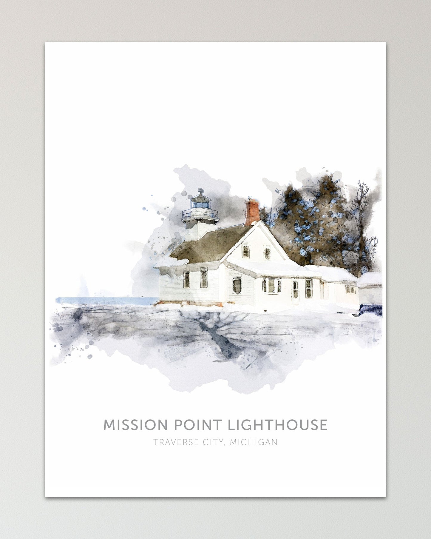 Mission Point Lighthouse Print, Michigan Lighthouses - Transit Design