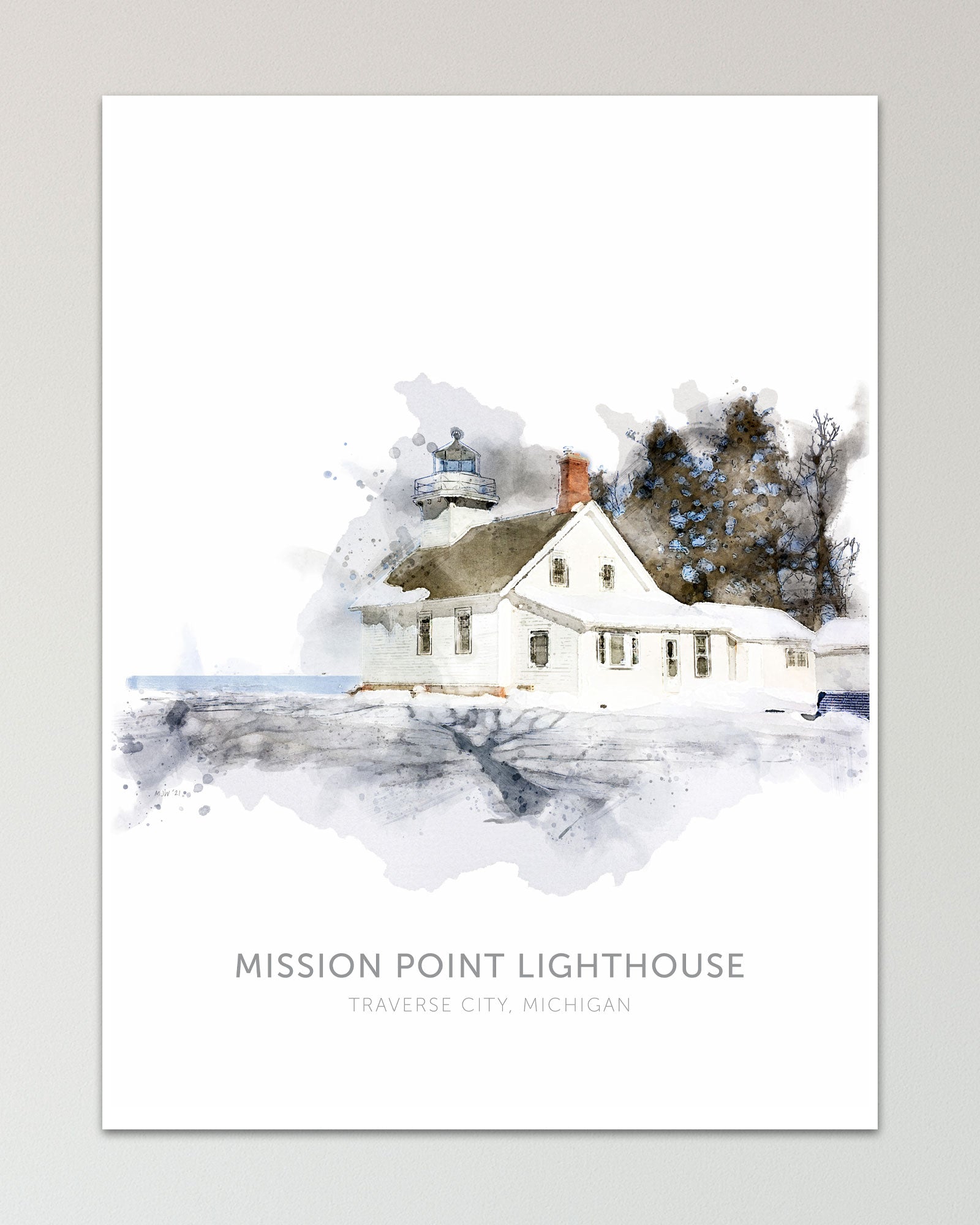 Mission Point Lighthouse Print, Michigan Lighthouses - Transit Design