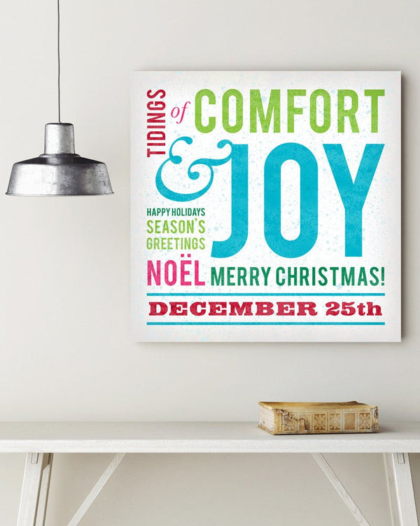 Comfort & Joy Christmas Wall Sign Modern Holiday Decor Transit Design