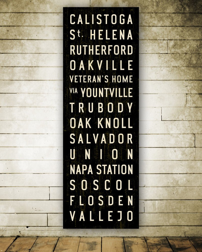 Napa Valley Subway Sign Art, Napa Valley train station list large canvas print - Transit Design