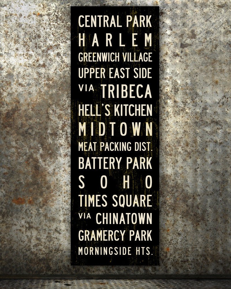 New York Subway Sign Art hanging on metal wall, 20x60 - Transit Design