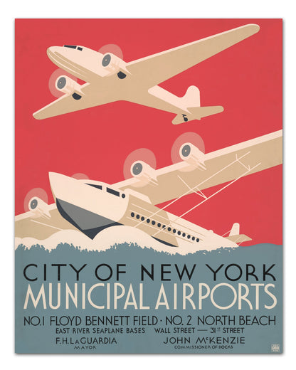 New York Municipal Airports WPA Poster - Transit Design