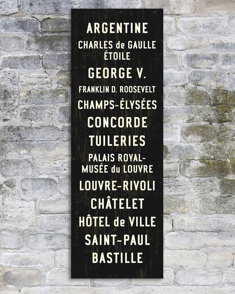 Paris Metro Subway Sign Art large canvas print, 20x60 - Transit Design