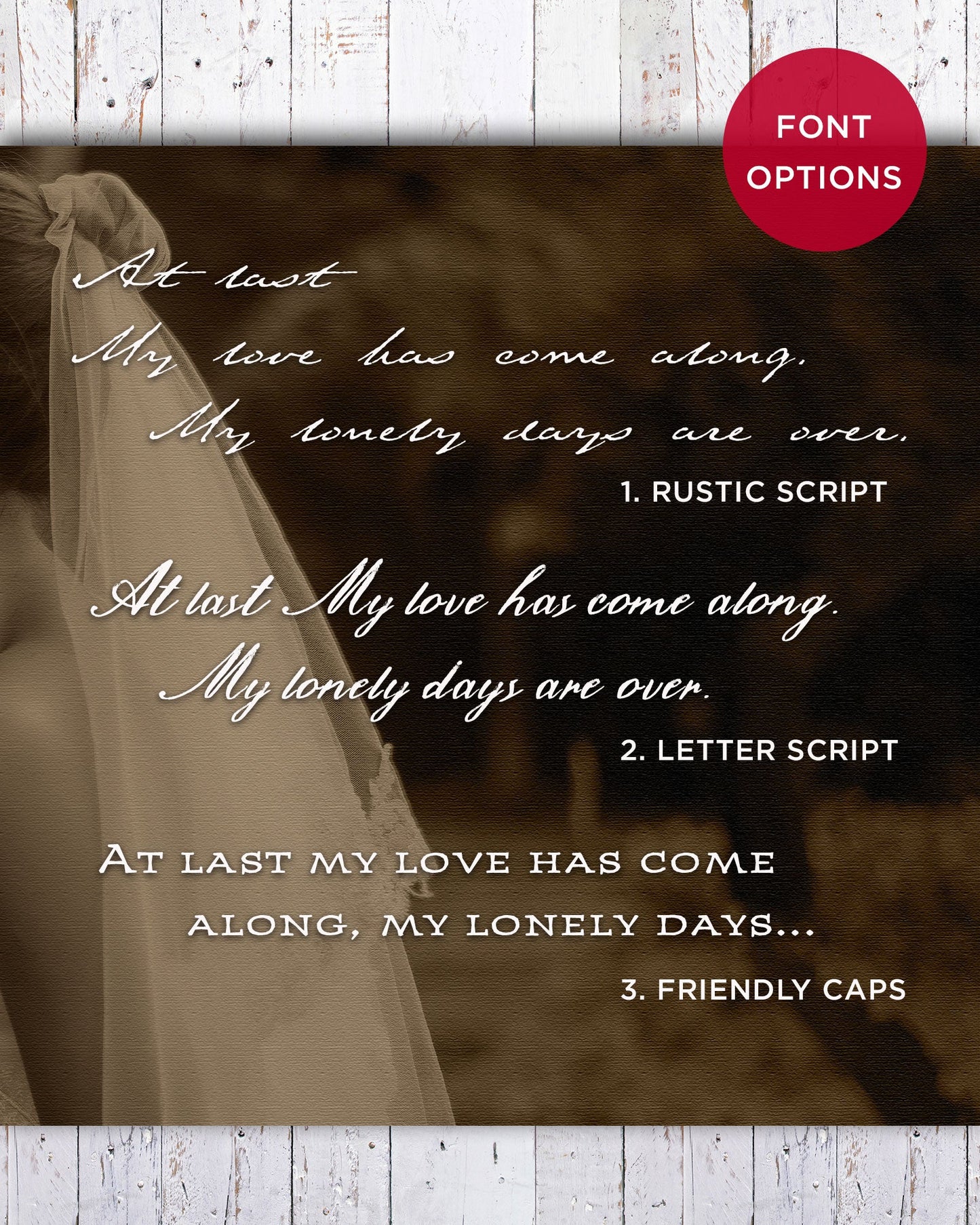 Personalized First Dance Wedding Photo Canvas font options - Transit Design