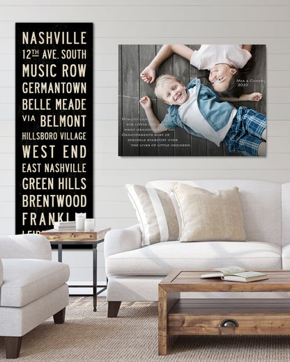 Personalized Children's Photo Canvas wall art in a living room - Transit Design