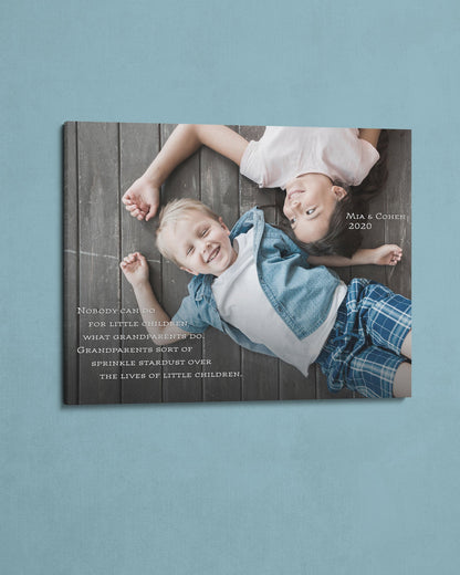 Personalized Children's Photo Canvas art on blue wall - Transit Design