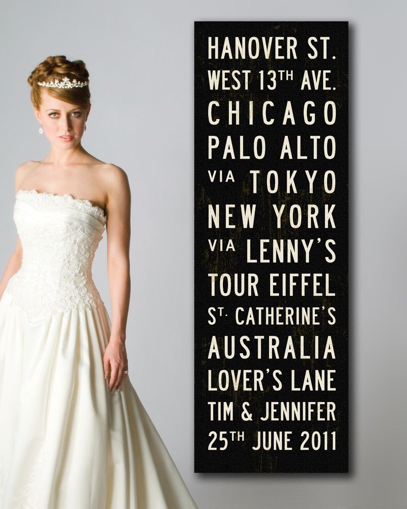 Personalized Wedding Subway Sign with bride - Transit Design