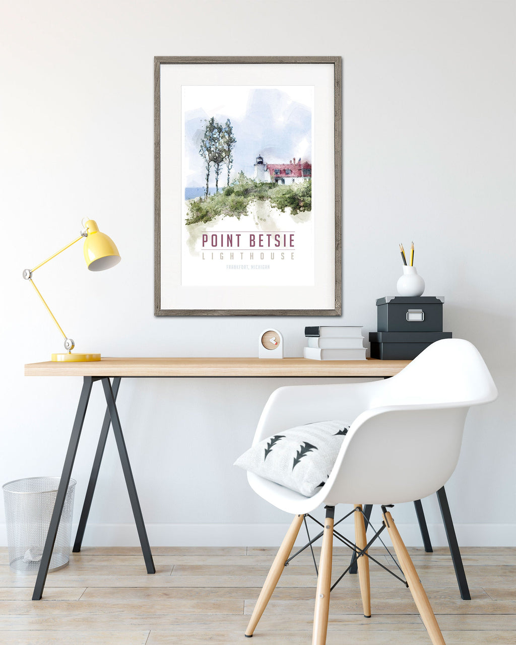 Point Betsie Lighthouse Travel Poster, Michigan Lighthouse - Transit Design