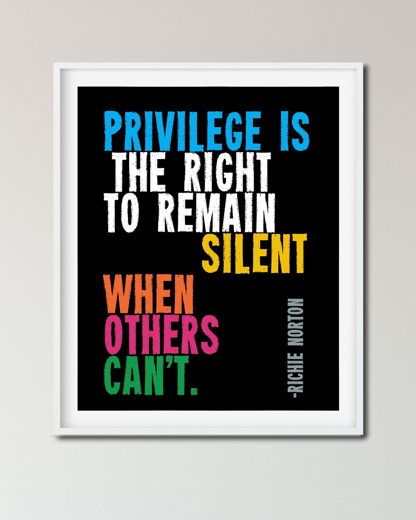 Privilege is the Right to Remain Silent Social Justice Poster with white frame - Transit Design