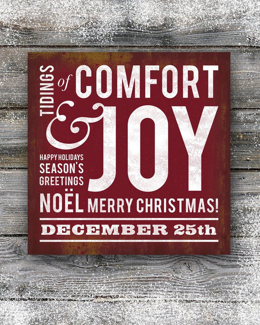 Red Comfort & Joy Christmas Wall Decor, Modern Christmas Sign - Transit Design