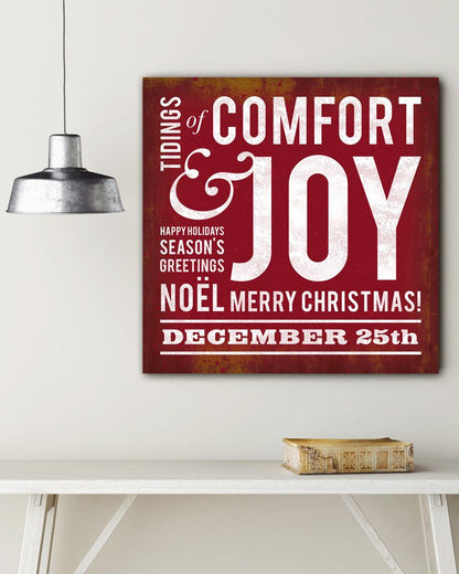 Red Comfort & Joy Christmas Wall Sign, Retro Christmas Decor - Transit Design