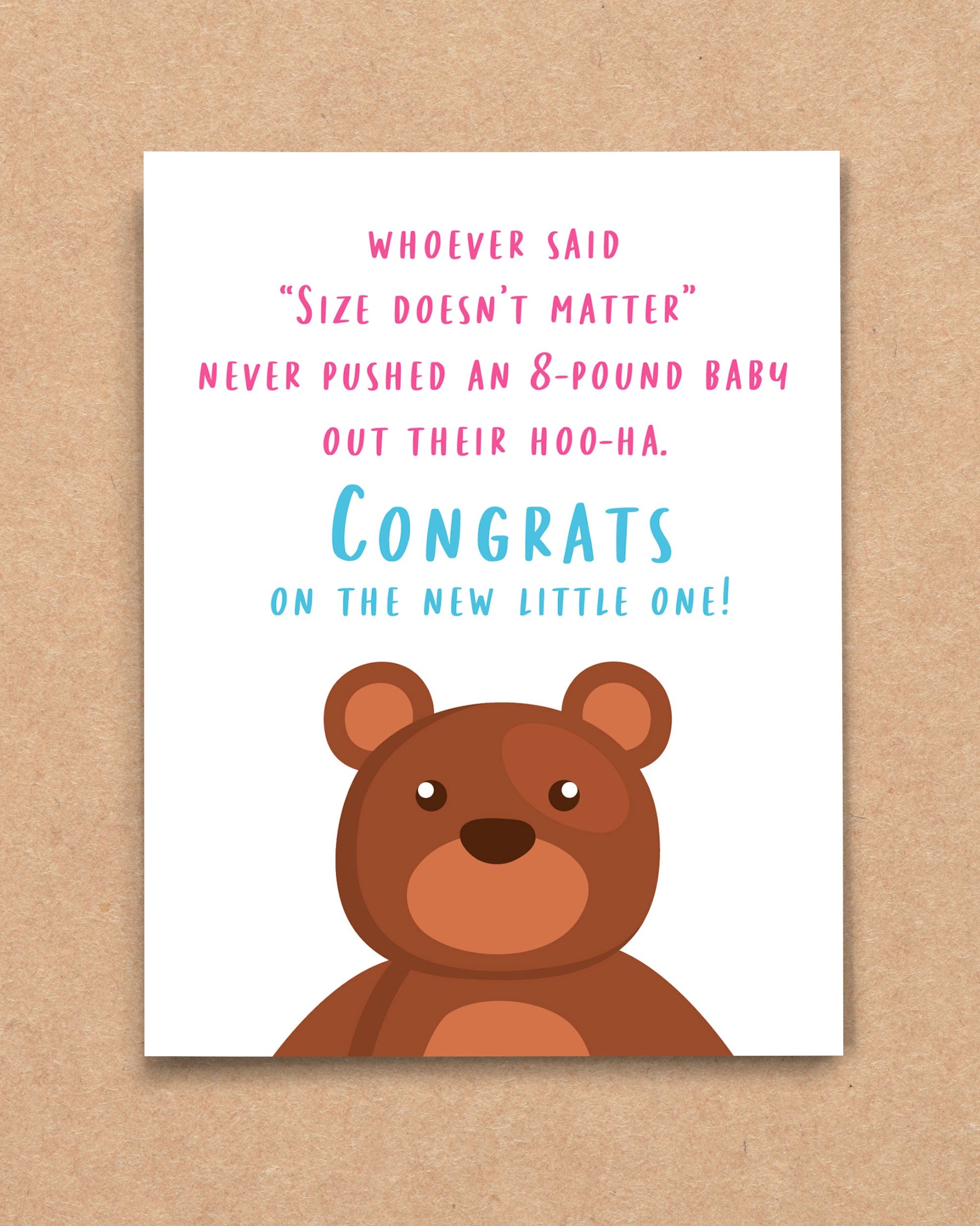 Size Doesn't Matter Funny New Baby Card - Transit Design - Smirkantile