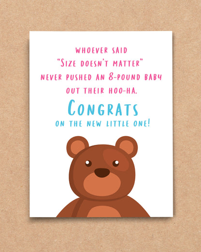 Size Doesn't Matter Funny New Baby Card - Transit Design - Smirkantile