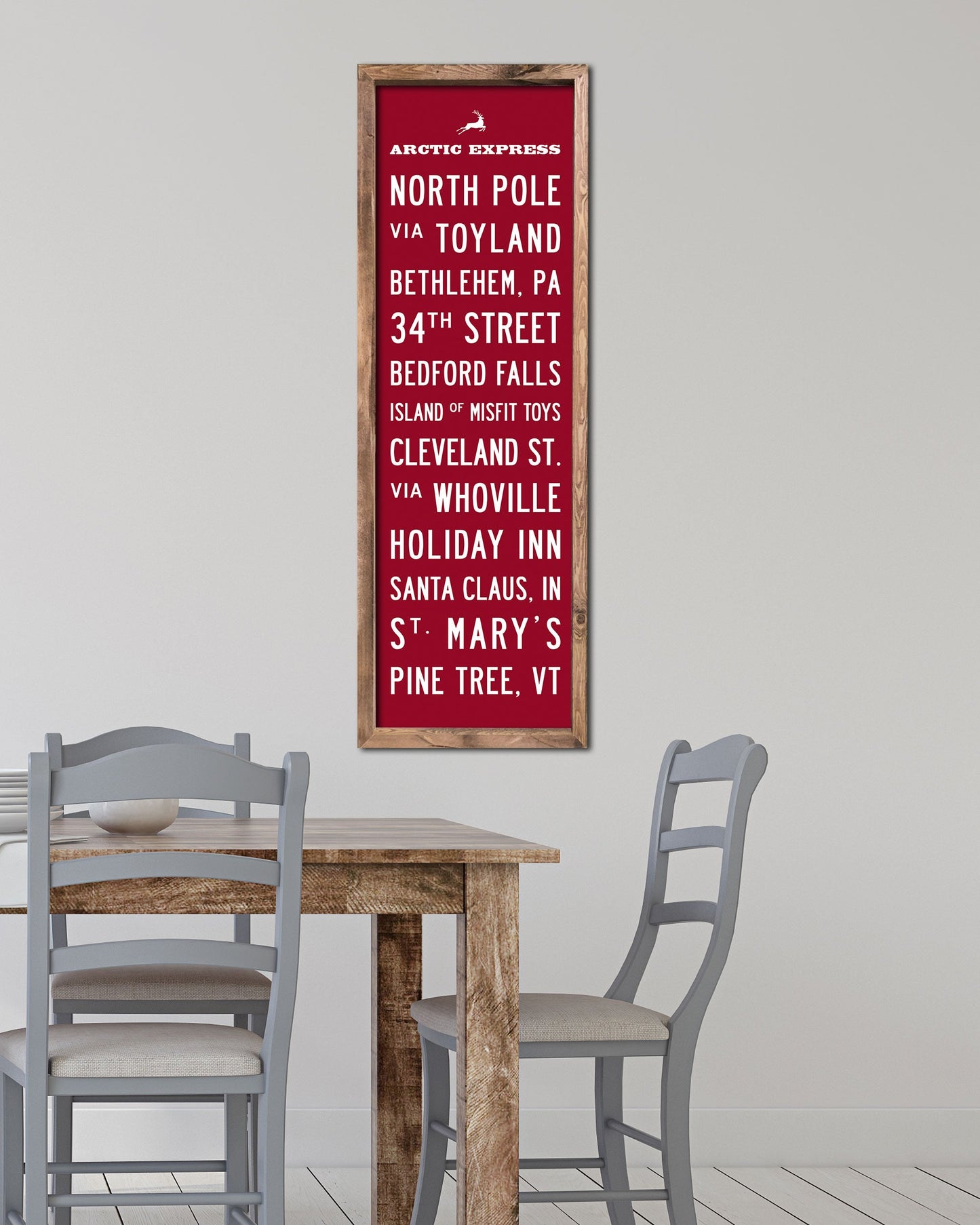 Small Arctic Express Christmas Subway Sign Art in a dining room - Transit Design