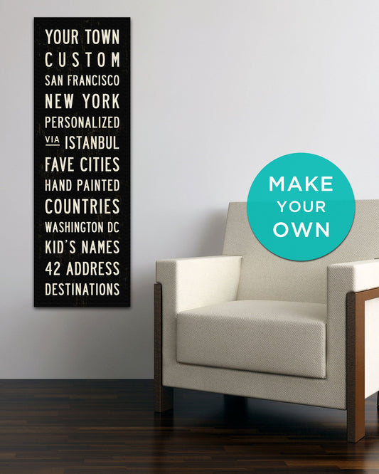 Small Custom Subway Sign Art for living room- Transit Design