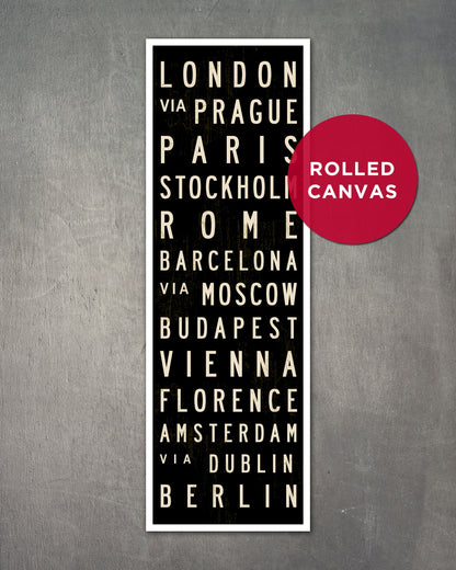 Small Europe Subway Sign Art rolled canvas - Transit Design