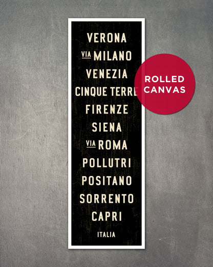 Small Italy Subway Sign Art on rolled canvas - Transit Design