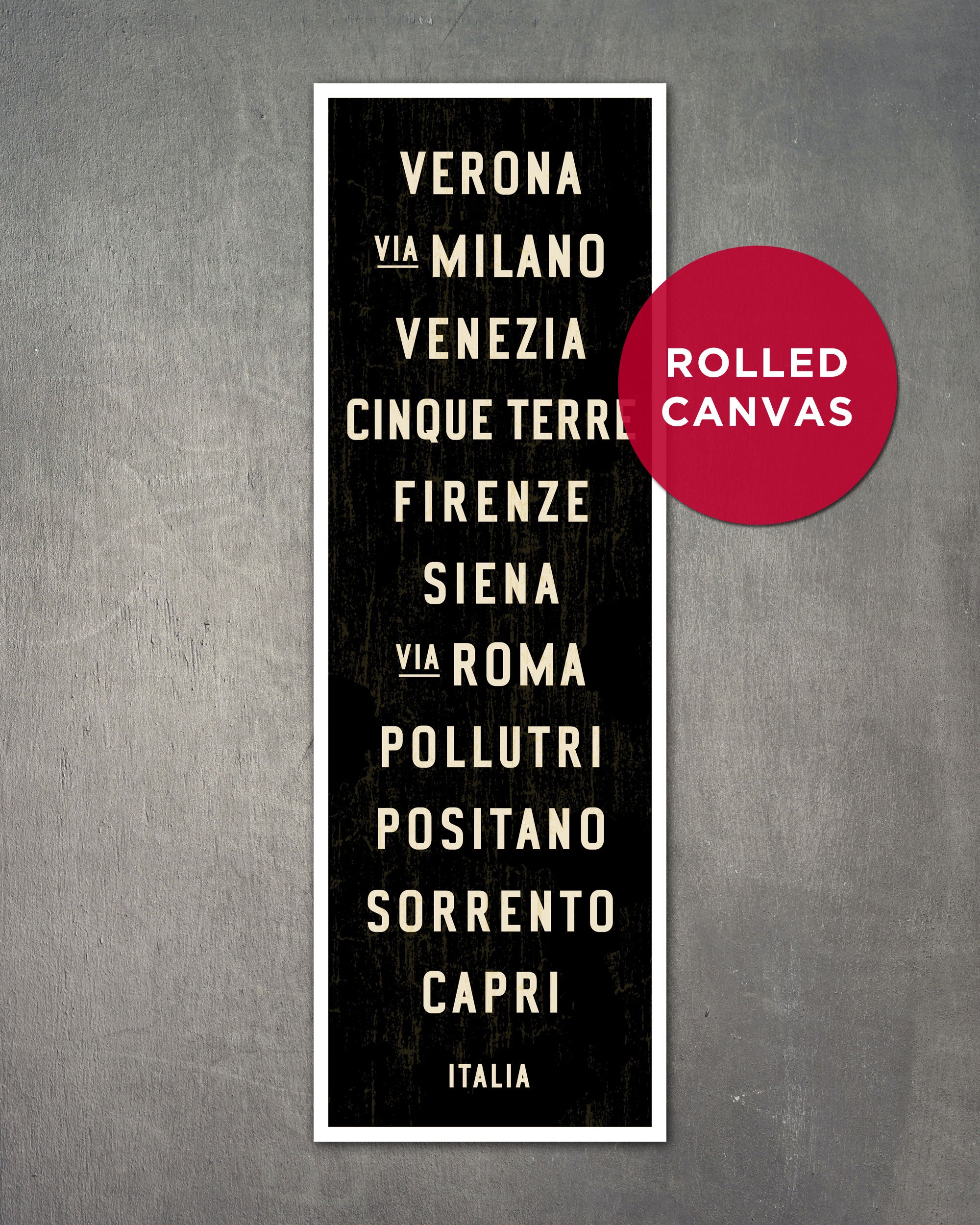 Small Italy Subway Sign Art on rolled canvas - Transit Design