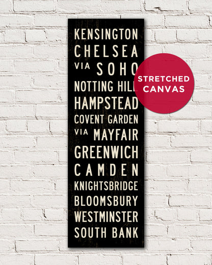 Small London Metro Subway Sign Art stretched canvas - Transit Design 