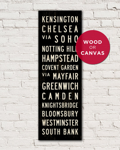 Small London Metro Subway Sign Art on stretched canvas - Transit Design