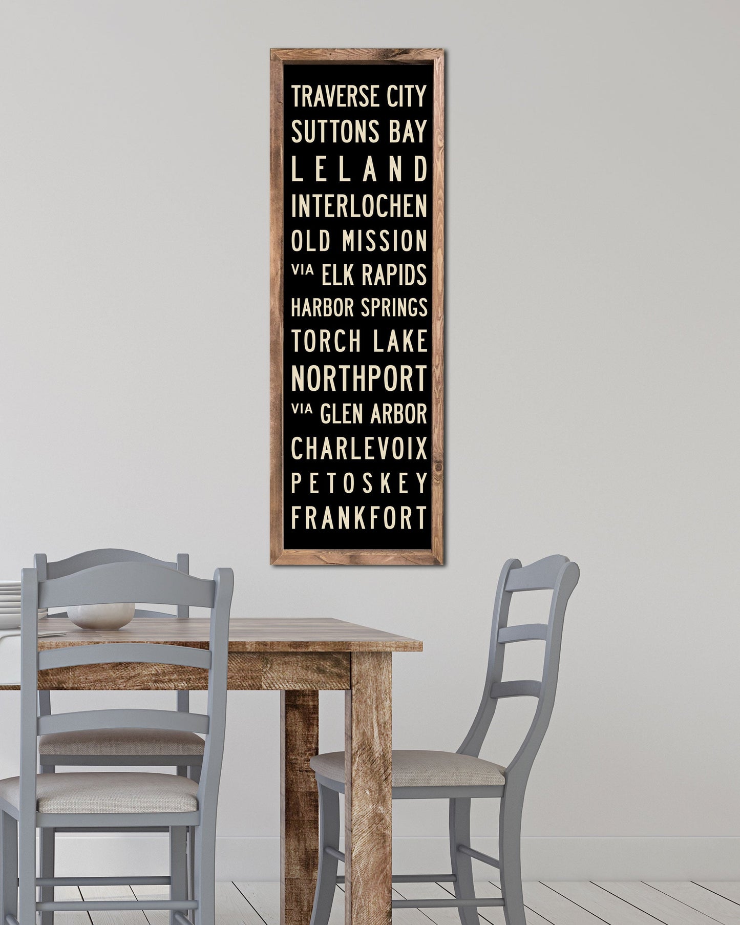 Small Michigan Subway Wood Subway Sign Art hanging in dinging room - Transit Design