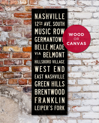 Small Nashville Subway Sign Art available in wood or canvas - Transit Design
