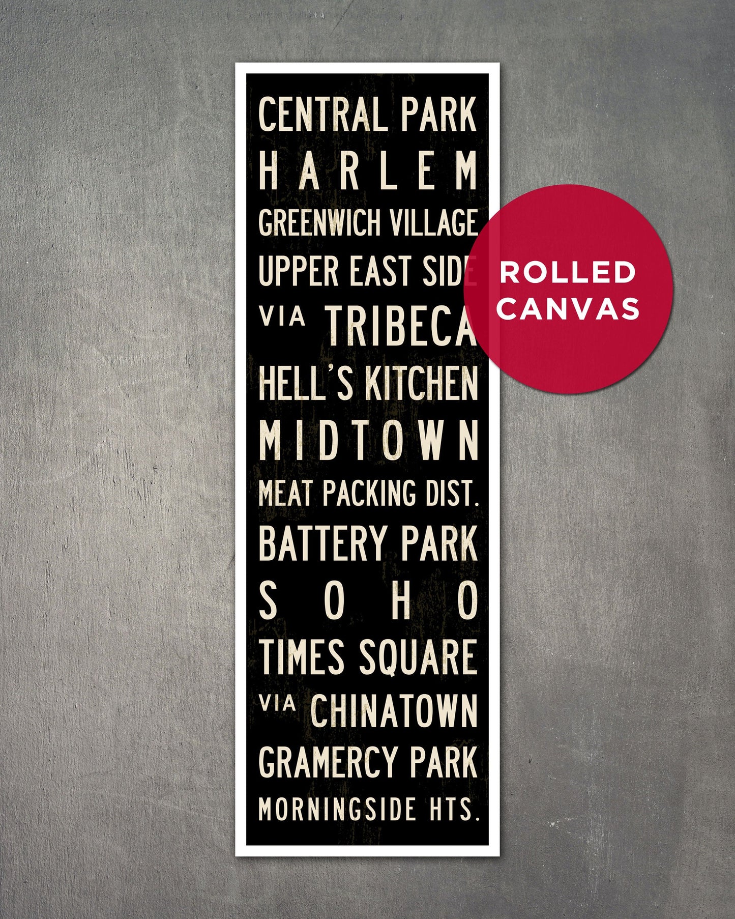 Small New York Subway Sign Art in rolled canvas - Transit Design