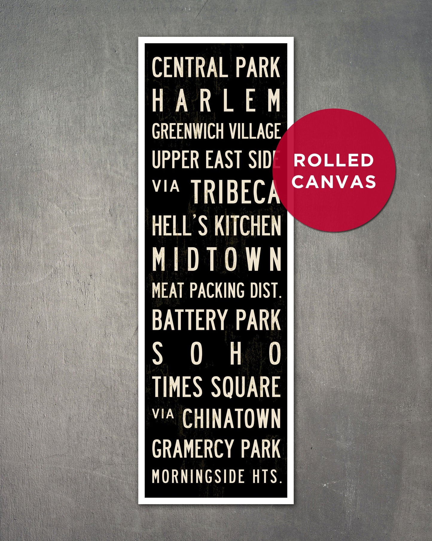 Small New York Subway Sign Art, rolled canvas print - Transit Design