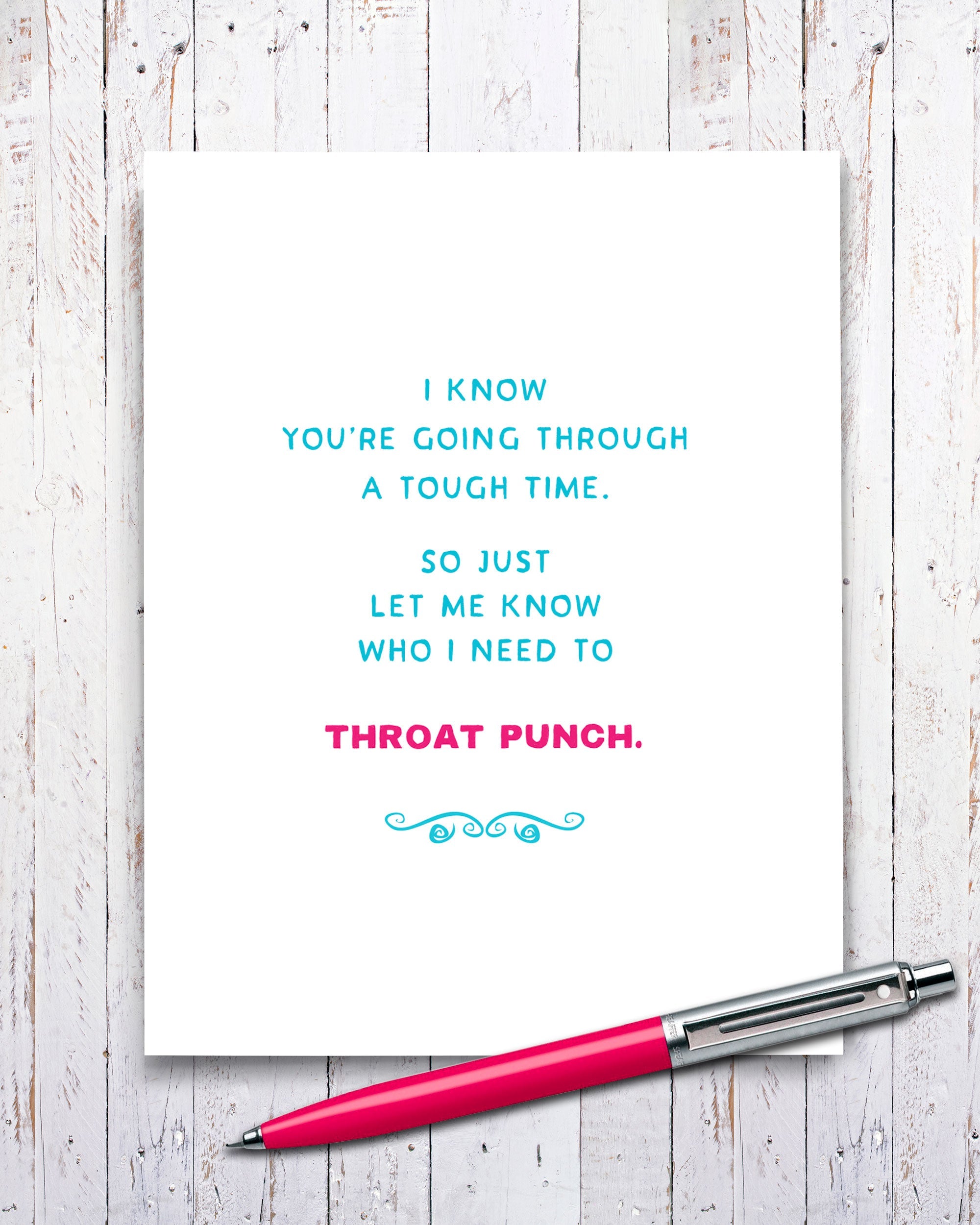 Throat Punch Difficult Time funny friendship Card- Transit Design - Smirkantile